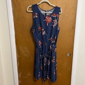 Dark Blue Floral Old Navy A-Line Dress